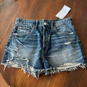 Zara Blue Distressed Jean Shorts